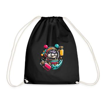 Funny otter with lots of bright colors - Drawstring Bag - black - Front