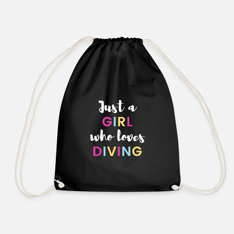 Just a girl who loves diving. - Drawstring Bag - black