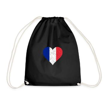Frankreich Herz Vintage - Turnbeutel - Schwarz - Vorne