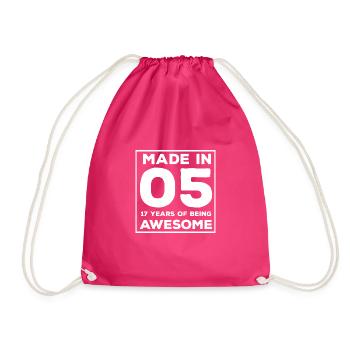 17 Year Old Girl Teen 17th Bday 2005 - Drawstring Bag - fuchsia - Front
