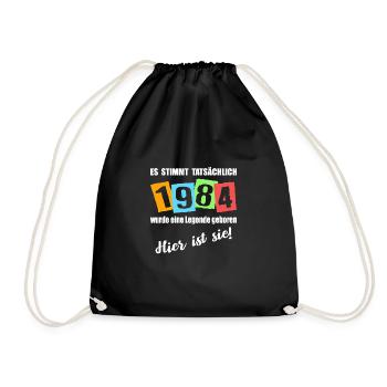 Legende ist 1984 geboren. Geburtstagsspruc - Turnbeutel - Schwarz - Vorne