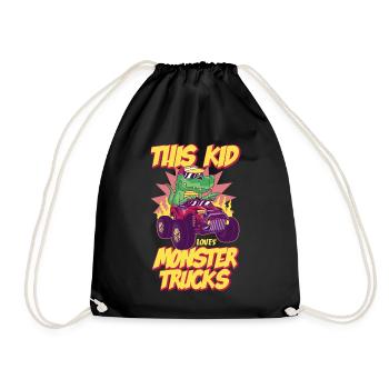 This kid loves monster trucks - Drawstring Bag - black - Front