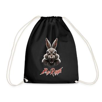 Bad Rabbit - cooles lustiges Hasen Fun Motiv - Turnbeutel - Schwarz - Vorne