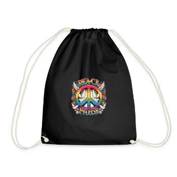 Peace Love Pride Rainbow Design - Drawstring Bag - black - Front