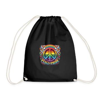 Peace And Pride Rainbow Peace Symbol Design - Turnbeutel - Schwarz - Vorne