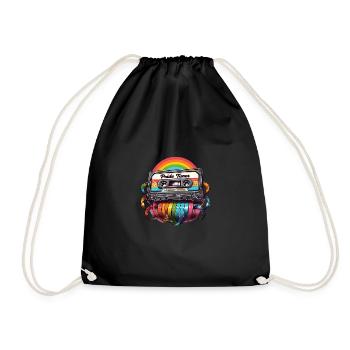 Pride Tunes Rainbow Cassette Design - Turnbeutel - Schwarz - Vorne