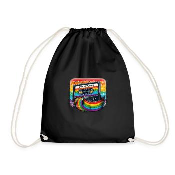 Pride Tunes Rainbow Cassette Design - Drawstring Bag - black - Front