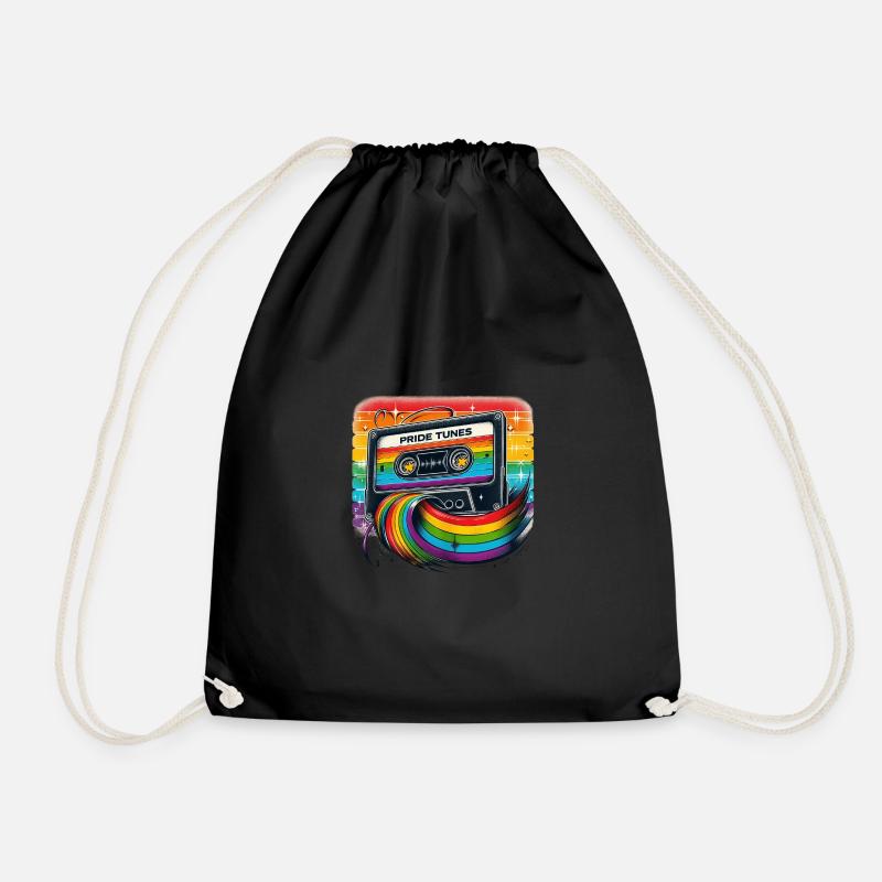 Pride Tunes Rainbow Cassette Design - Turnbeutel - Schwarz