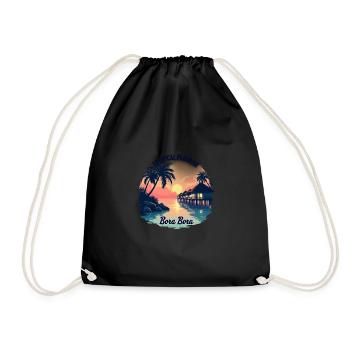 Paradis tropical Bora Bora Coucher de soleil sur la plage - Sac de sport léger - noir - Devant
