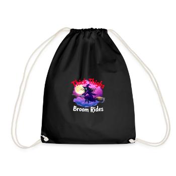 Halloween Witch Thick Thighs Broom Rides Fun - Drawstring Bag - black - Front