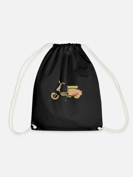 Retro Scooter - Drawstring Bag - black