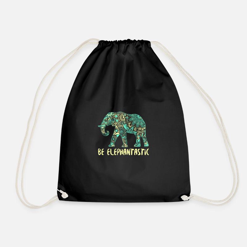 Seien Sie Elephantastic Boho Elephant Art - Turnbeutel - Schwarz