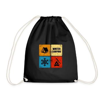 winter camping winter camping snow bivouac - Drawstring Bag - black - Front