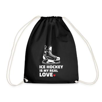 I love ice hockey - Drawstring Bag - black - Front