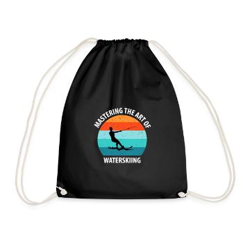 Water skis, water skis, water skiers - Drawstring Bag - black - Front