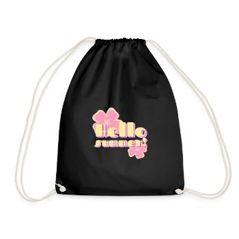 Hallo Sommer-Retro-Pastellblumen - Turnbeutel - Schwarz - Vorne