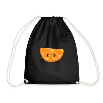kawaii orange - Drawstring Bag - black - Front