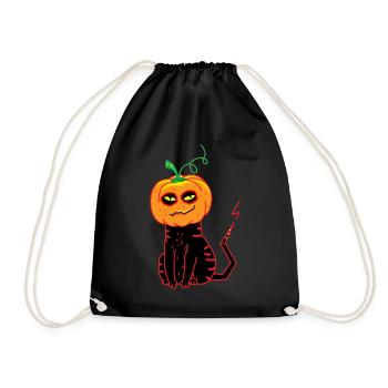 Pumpkin Cat Halloween - Drawstring Bag - black - Front