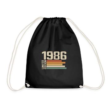 1986 Vintage - Retro 1986 Birthday Gift 1986 - Drawstring Bag - black - Front