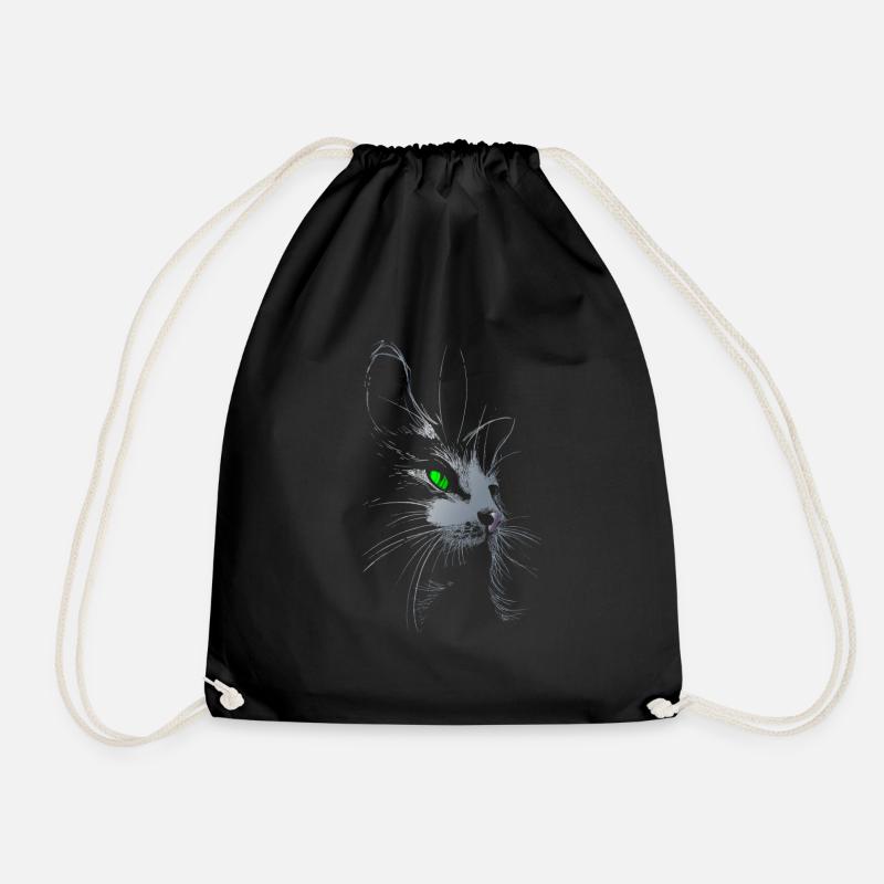 The Cat.png - Drawstring Bag - black