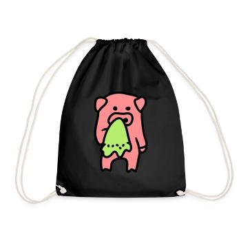 Pig sad / sick 3 - Drawstring Bag - black - Front