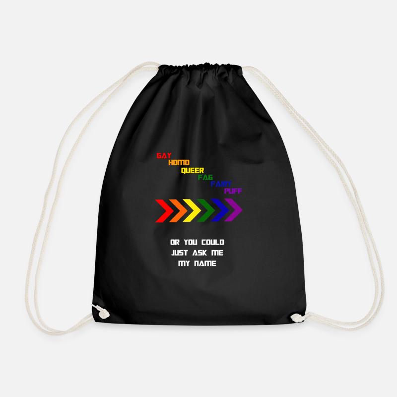 ASK ME MY NAME - Drawstring Bag - black