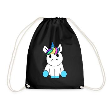 Einhorn - Turnbeutel - Schwarz - Vorne