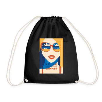 Hello Summer ! Cheerfully colorful as the summer design - Drawstring Bag - black - Front