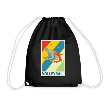 Retro Vintage Style Beach Volleyball Spieler - Turnbeutel - Schwarz - Vorne