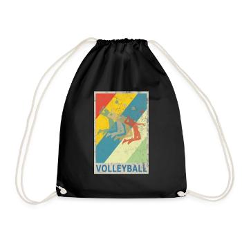 Retro Vintage Style Beach Volleyball Spieler - Turnbeutel - Schwarz - Vorne