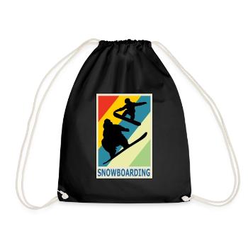 Sport de snowboarder style rétro vintage - Sac de sport léger - noir - Devant