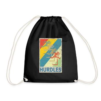 Retro vintage style hurdles hurdler - Drawstring Bag - black - Front