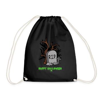 Halloween monster zombie horror gravestone cross - Drawstring Bag - black - Front