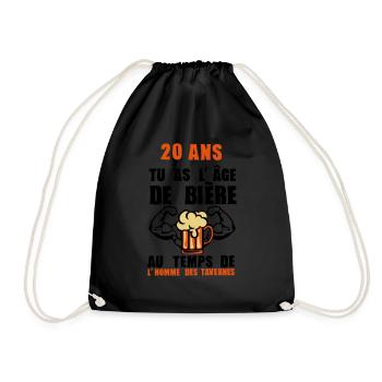 20 ans age biere homme taverne anniversaire - Sac de sport léger - noir - Devant