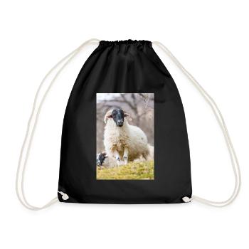 A Highland sheep with a black head in the Scottish - Drawstring Bag - black - Front
