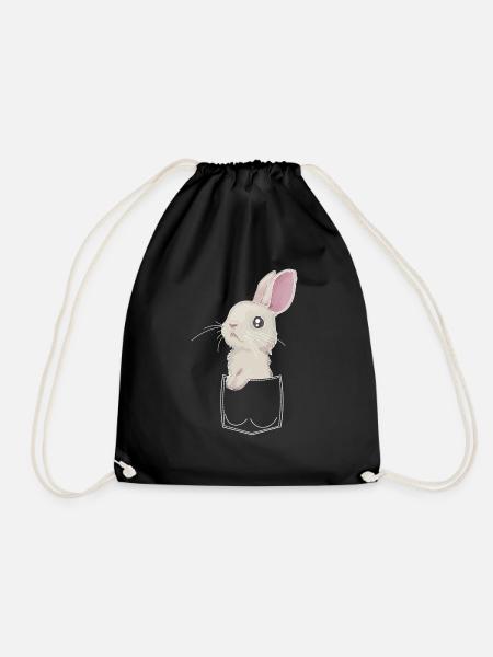Hase in der Brusttasche Hemdtasche Pocket - Turnbeutel - Schwarz