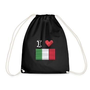 I love Italy flag 3 D - Drawstring Bag - black - Front
