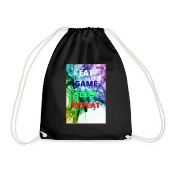 Eat game sleep repeat color poster - Drawstring Bag - black - Front