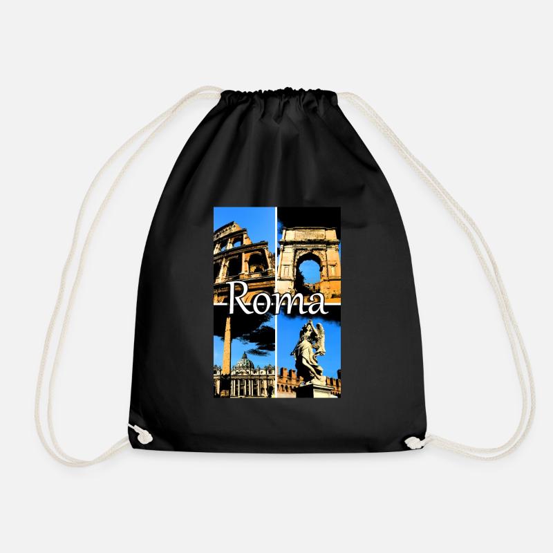 Roma collage comic sign lettering - Drawstring Bag - black
