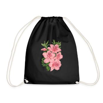 pink flowers - Drawstring Bag - black - Front