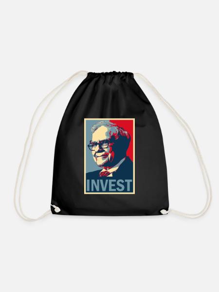 warren buffett invest II buy and hold börse - Turnbeutel - Schwarz