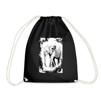 éléphant en noir et blanc - Sac de sport léger - noir - Devant