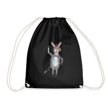 Donkey with brush and color palette - Drawstring Bag - black - Front