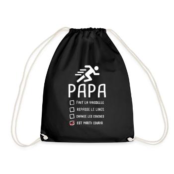 Papa est parti courir fête des pères footing - Sac de sport léger - noir - Devant