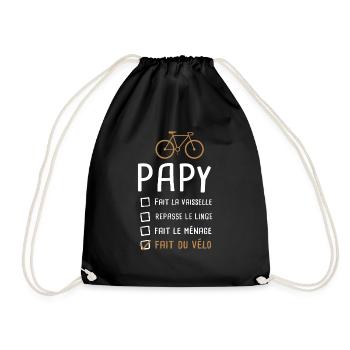 Papy cycliste fête des pères cadeau drôle vélo - Sac de sport léger - noir - Devant