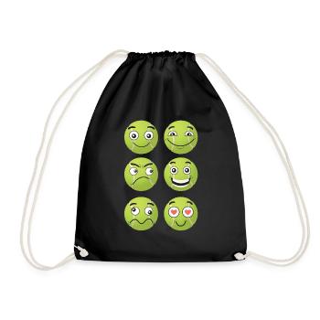 Tennis Comic Faces - Drawstring Bag - black - Front