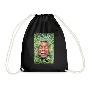 Happy face woman with tongue - Drawstring Bag - black - Front