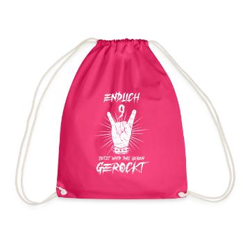 ENDLICH 9 - 9. Geburtstag - Turnbeutel - Fuchsia - Vorne
