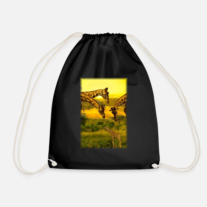 Giraffe in Kenia - Turnbeutel - Schwarz