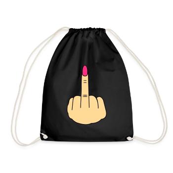 Mittelfinger Woman - Turnbeutel - Schwarz - Vorne
